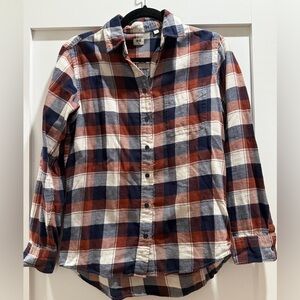 Burgandy And Navy Tartan Plaid Flannel - Uniqlo